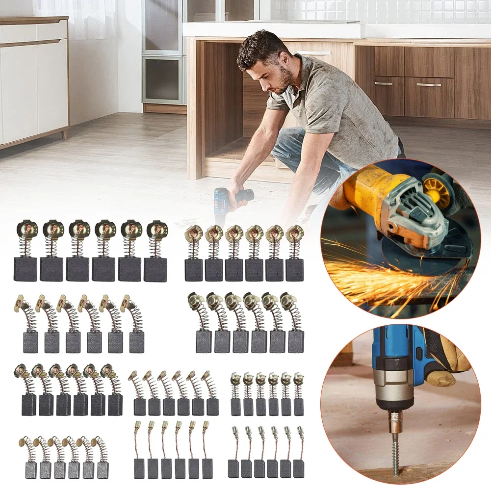 60-180 قطعة محرك كهربائي فرش كربون أداة السلطة 10 أحجام فرشاة الكربون استبدال أجزاء للحفر مفك كهربائي ساندر