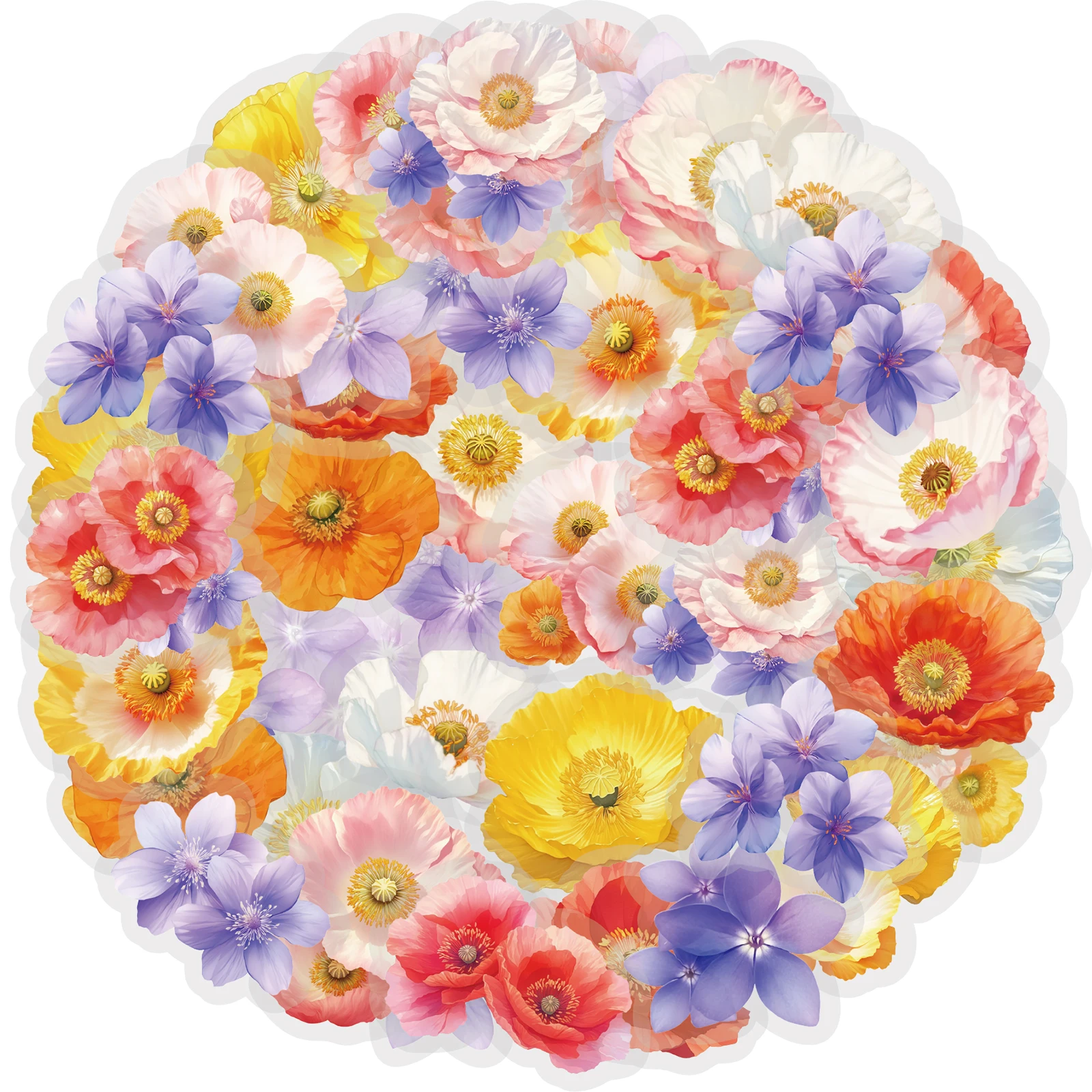 Etori Life Scorching Sunlight Aquarell Mohn Hortensie Aufkleber 50 Stück Journal Notebook Dekoration Blumenaufkleber für Laptop, Telefonaufkleber, Fotoalbum, handgemachtes Sammelalbum, Raumdekoration, Geschenkpapier, Geschenkpapier, Bäckversiegelung, Spielzeugaufkleber, Geschenk für Freunde