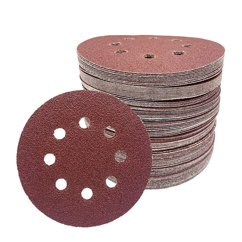 5-Inch 8-Hole Sanding Disc 40 60 80 150 240 320 Grit Assorted Abrasive Sandpaper Hook And Loop Orbital Sander Pad