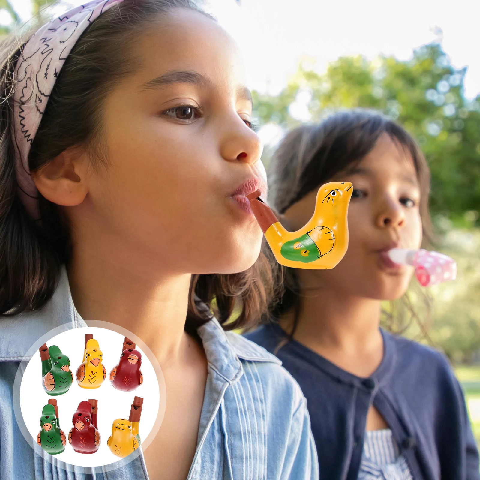 

6Pcs Ceramic Bird Whistles for Kids Colorful Water Safe Easy Use Noise Maker for Children Outdoor Play Party Gift