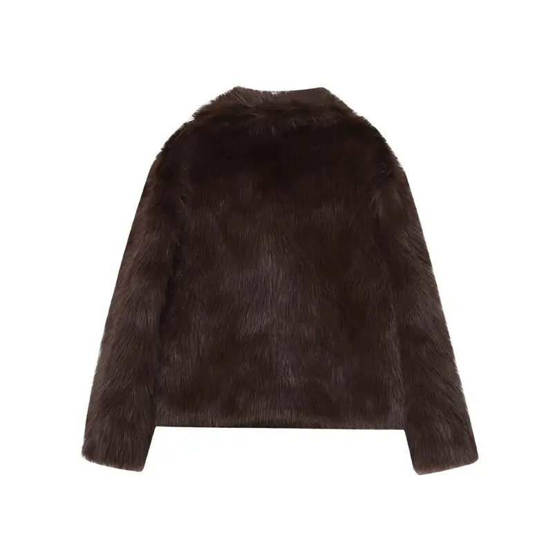 Fall 2025 Women's Loose Versatile Artificial Fur Jaet New Arrival Faion Outerwear Long Sve Regular Length Ladies Coat