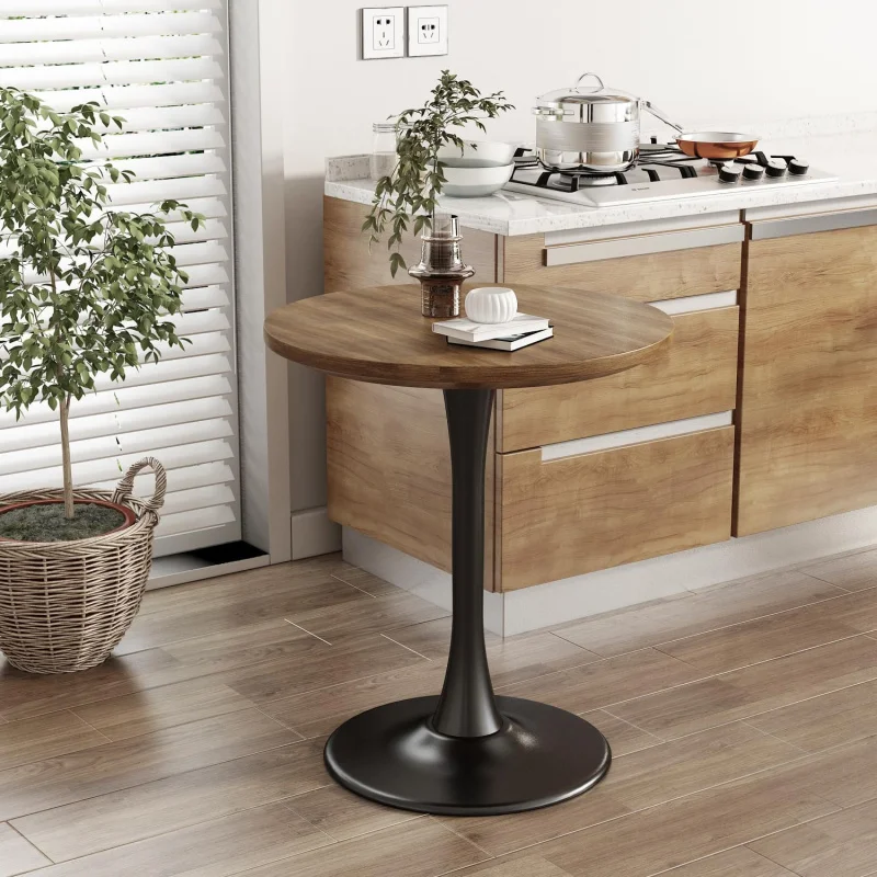 (UUX) Mesa de centro moderna de madeira redonda tulipa para cozinha de meados do século para sala de estar 24 polegadas UQ