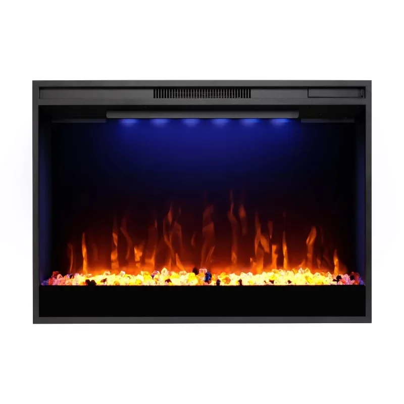 

High Quality Electric Fireplace Inserts,33 Inch Fireplace Heaters Real Flame 1-9 Hours Timer Remote Control Crystal Log