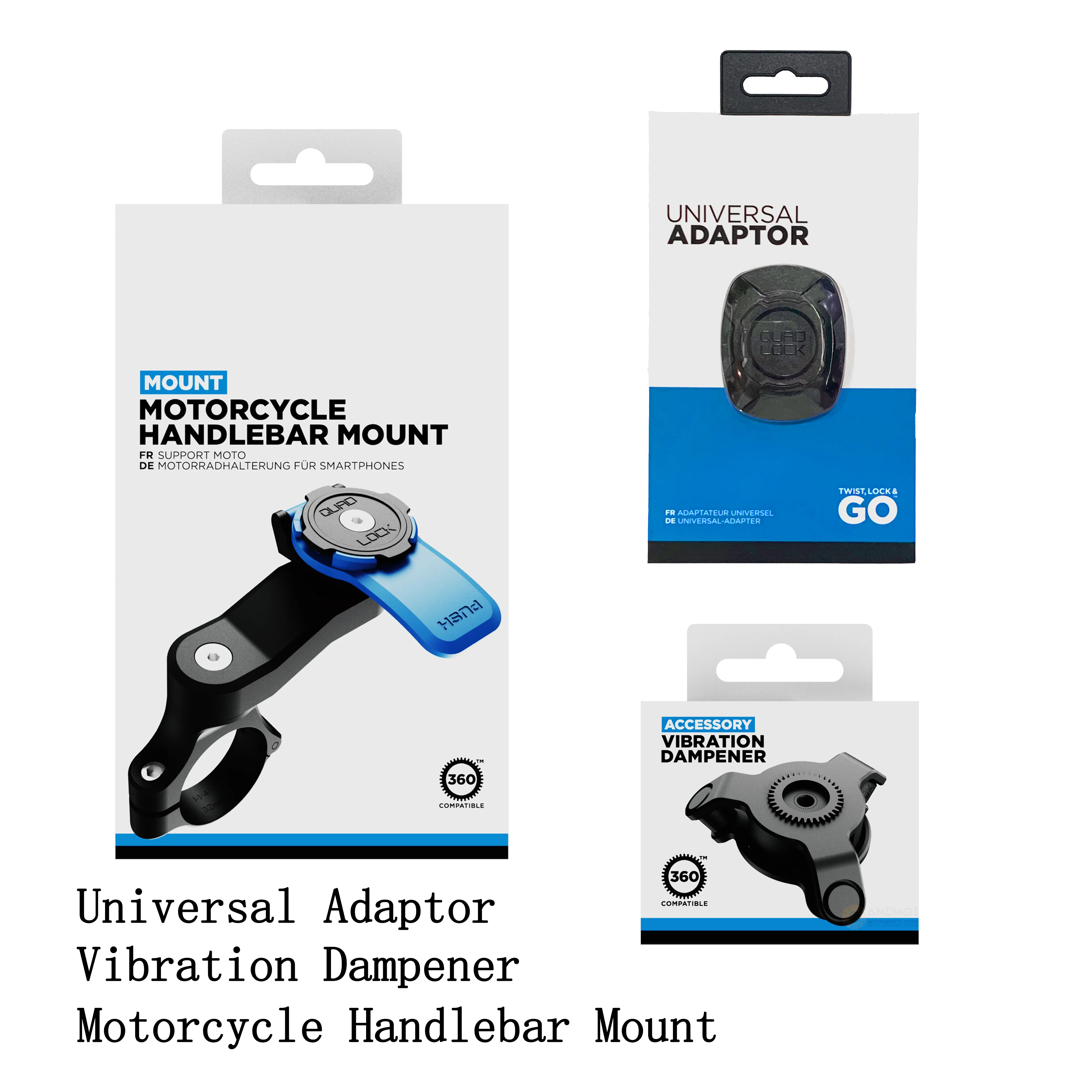 

Motorcycle Phone Bracket Kit-Motorcycle Handlebar Mount+Vibration Dampener+Universal Adaptor