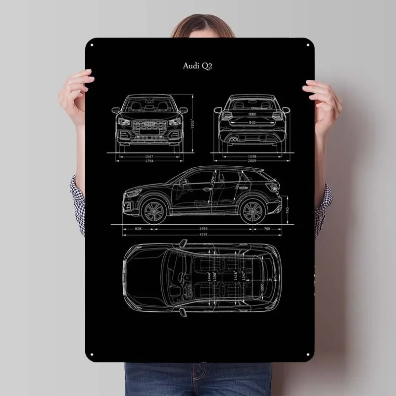 Audi Q2 Classic Car Metal Poster Vintage Home Decor Items Custom Metal Tin Signs for Wall Art Decoration Gaming Room Decoration