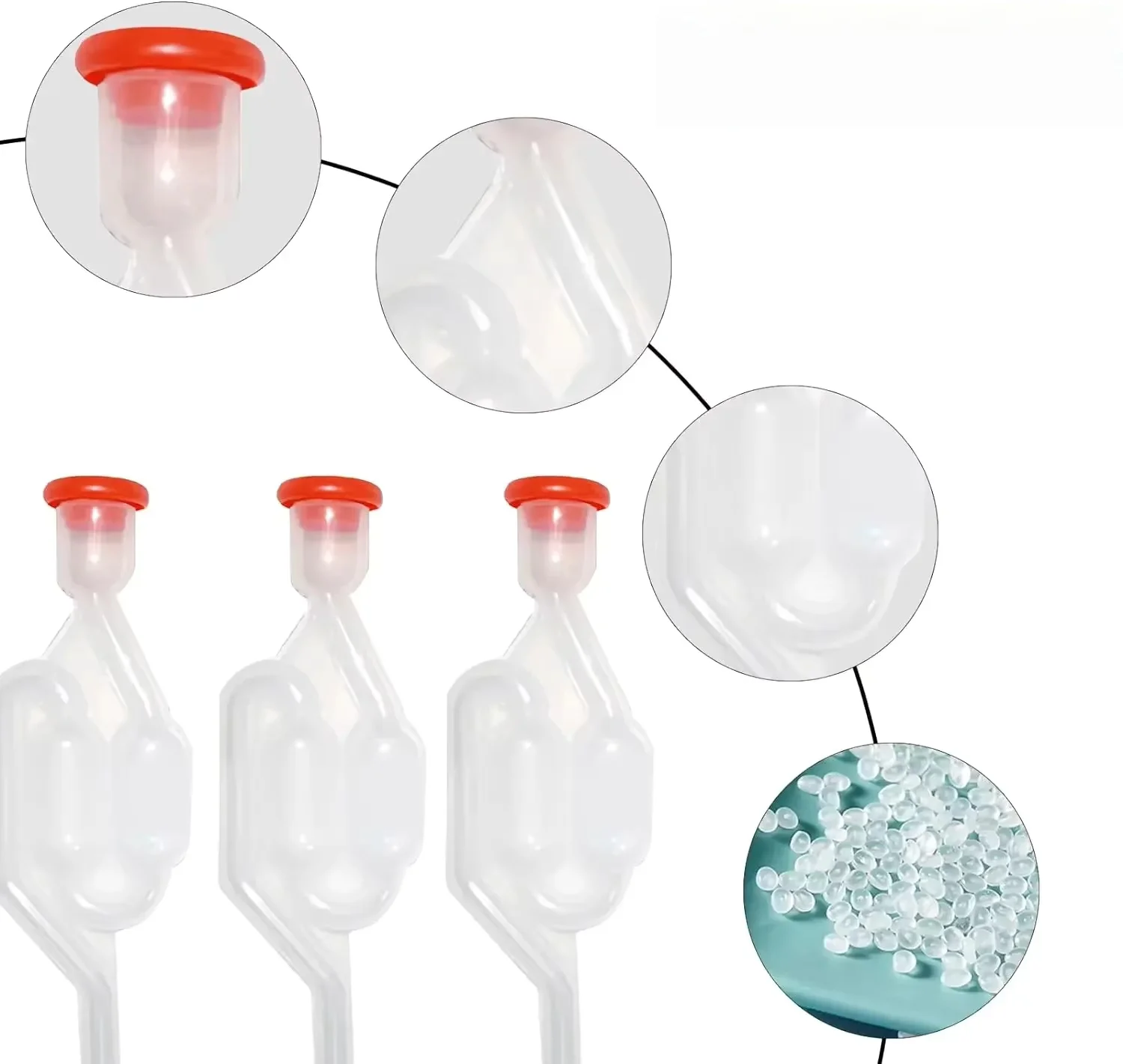 5PCS Transparent Air Lock S-Shape Airlocks Homebrew Bubble Airlock Carboys Stopper Grommets Wine Making