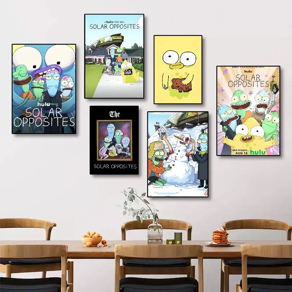 Anime s-Solar Opposites-s selbstklebendes Wandkunst-Poster auf Leinwand für Schlafzimmer, Kinderzimmer, Arbeitszimmer, Wohnzimmer für die Heimdekoration