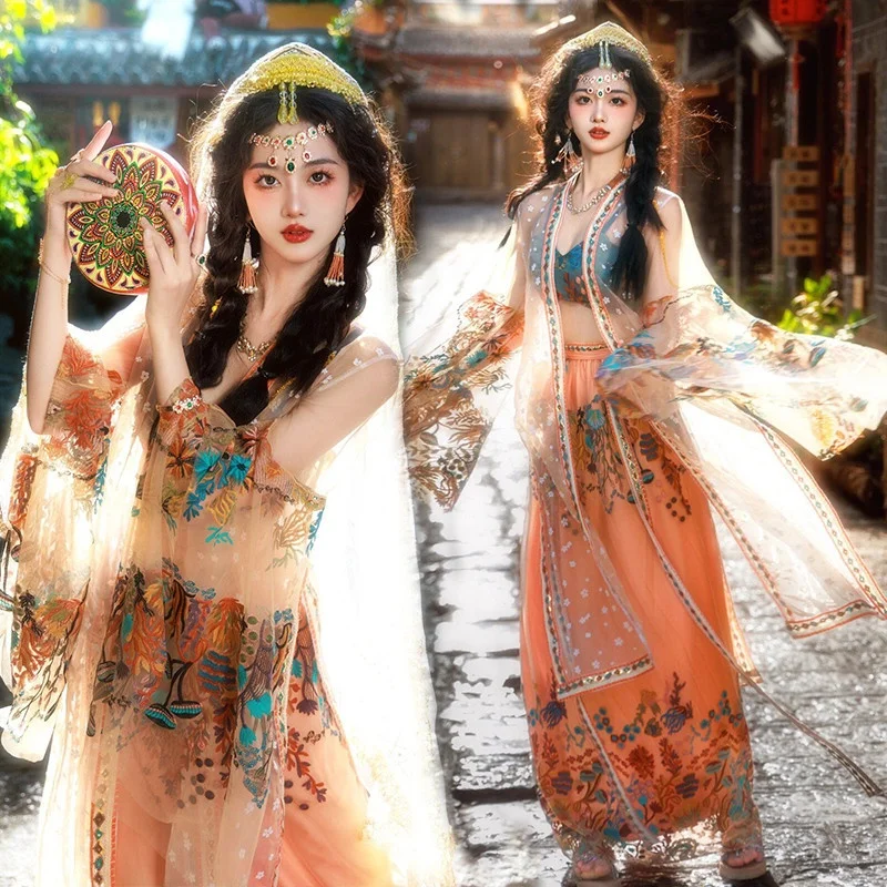 

Heavy Embroidery Ethnic Sle Princ Lu Lan Costume Photoaphy Travel Photoaphy oots Traditional Stage Costume Women