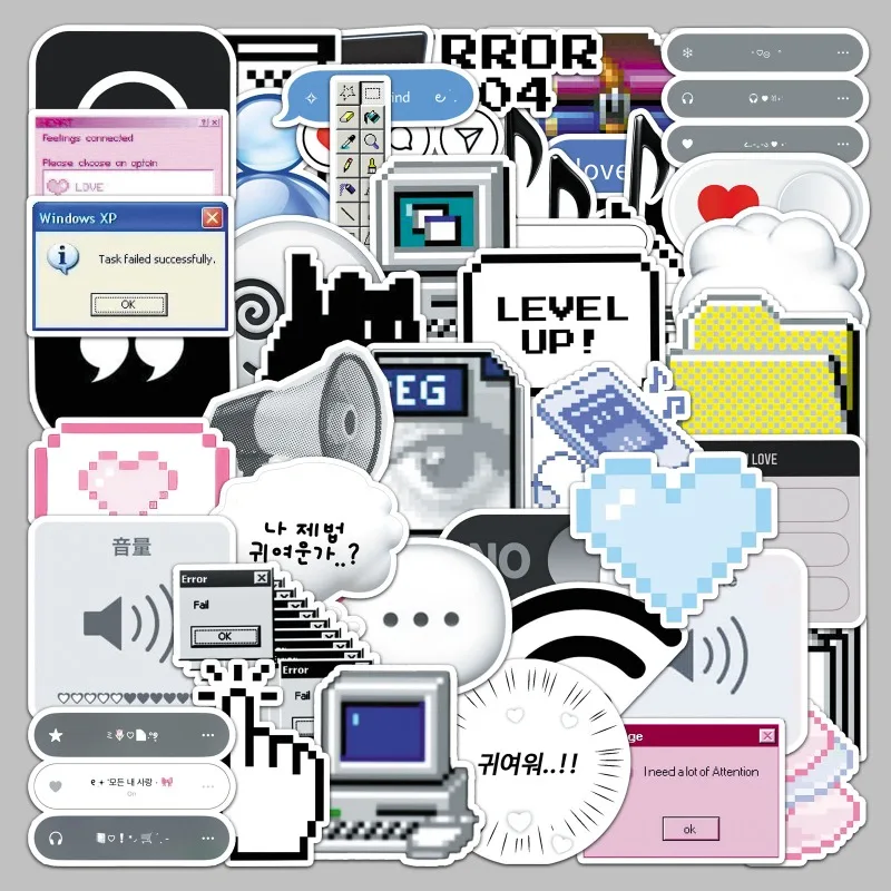 50개 만화 캐릭터 개인화 웹 크리에이티브 그래피티 장식 스티커