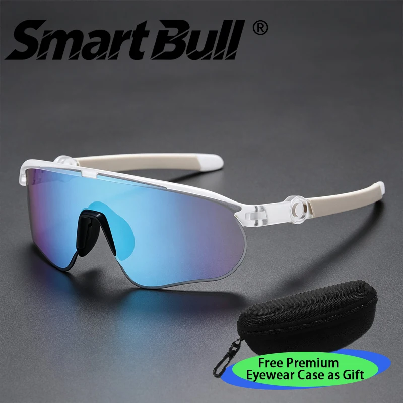 Smart Bull Frameless Wide-Angle Riding Sun Glasses - Colorful Coated Protective Goggles for Both Men and Women for Outdoor Mountain Biking - Windproof Sports Sunglasses - Multiple Colors Available, Includes Portable Ca