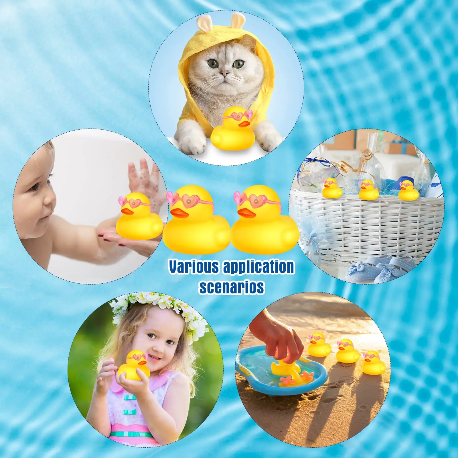 Mini patos de goma naranjas para niños, juego a granel con gafas de sol, flotador, chirrido, pequeño pato de goma, juguete para fiesta de cumpleaños, 1-100 Uds.