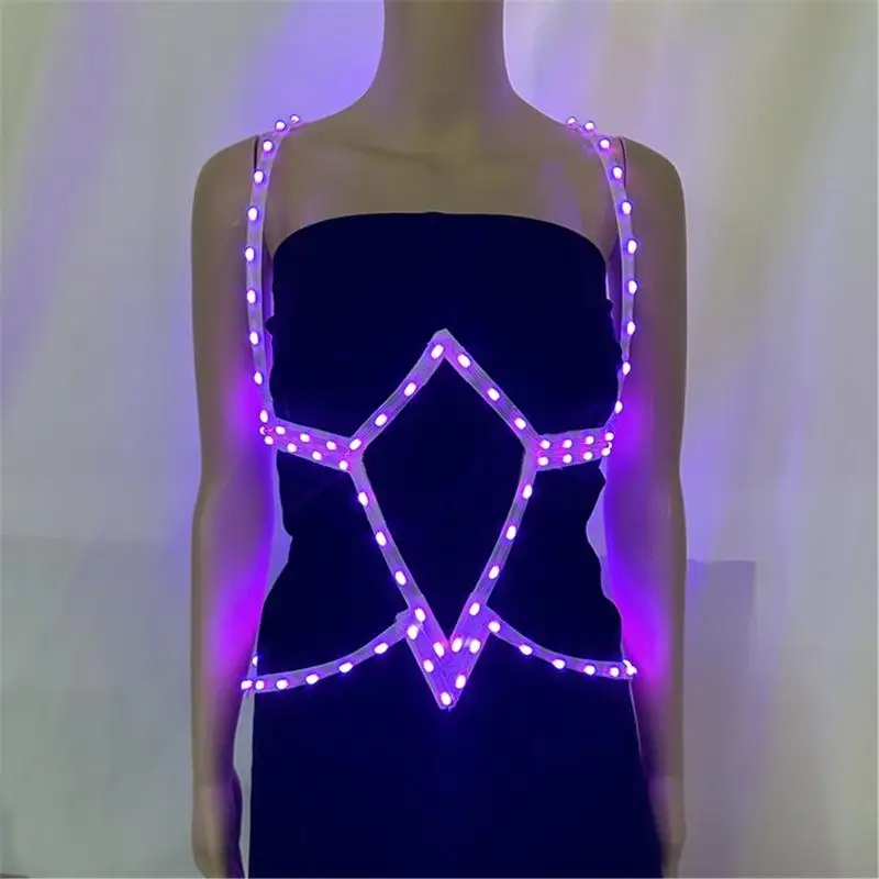 Energy Efficient LED Corset Harness Bustier Performances Celebrations Color Changing Effects Breathable Fabric Top