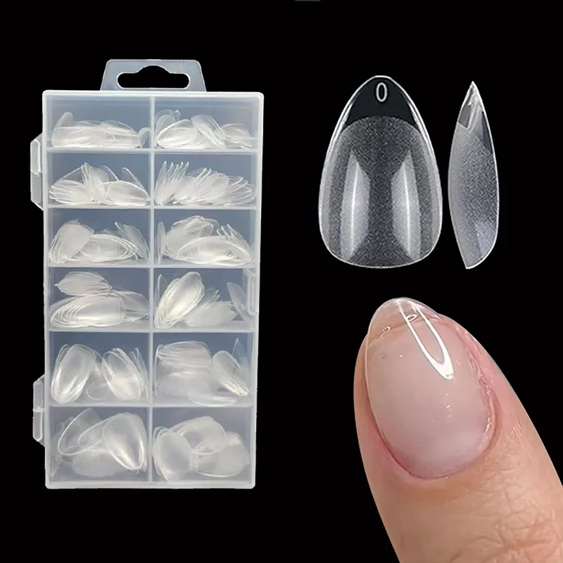 240Pcs/Box Half Matte XXS Almond Nail Tips Full Cover Soft Gel False Artificial Nails Extension Perfect for Extra Short Nail Bed