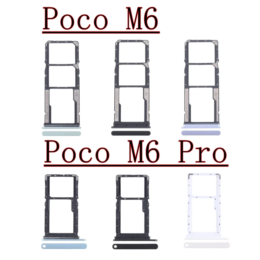 Dual Single Chip SIM Card Tray For Xiaomi Poco M6 Pro PocoM6Pro Phone SIM1 + SIM2 Card Tray Part