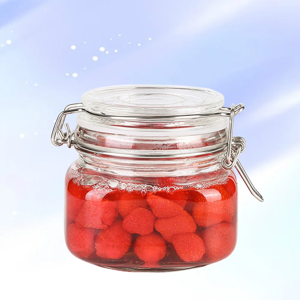 

Stainless Steel Buckle Clear Square Glass Jars 500ml Perfect for Tea Grains Cereal Nuts Flour Powder Sugar Coffee Bean Storage