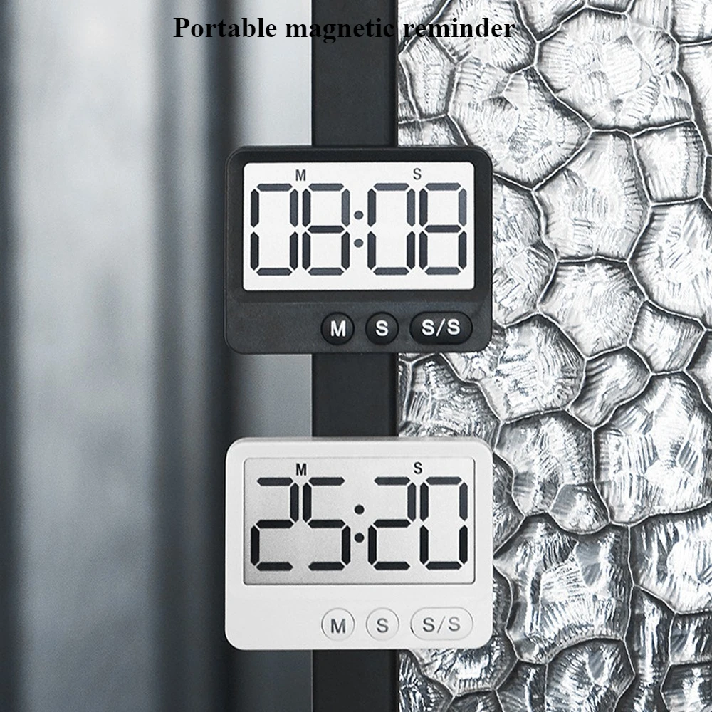 شاشة كبيرة مؤقت رقمي مؤقت مغناطيسي شاشة كبيرة شاشة الكريستال السائل مدير الوقت المطبخ سطح المكتب الخبز الموقت أدوات المطبخ