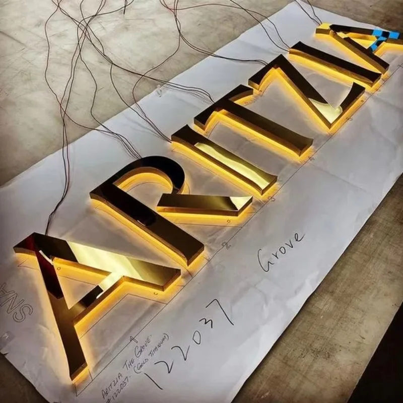 

Outdoor Led Letter Signage Sign Board Led Advertise Word External Acrylic Metal Led Light logo Sign for Business