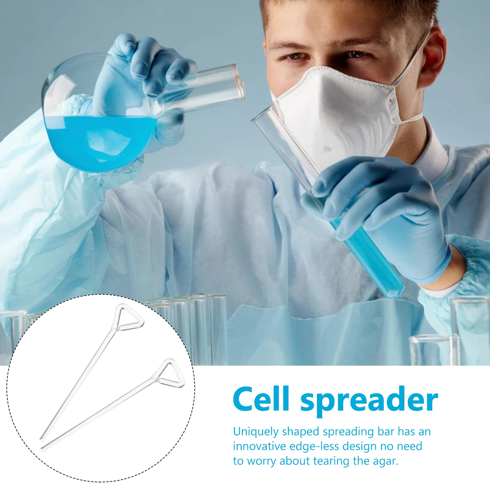 

2Pcs Glass Cell bars L-Shaped Spreader Ergonomic Handle Laboratory Tools for Scientific Cell Culture Microbiology