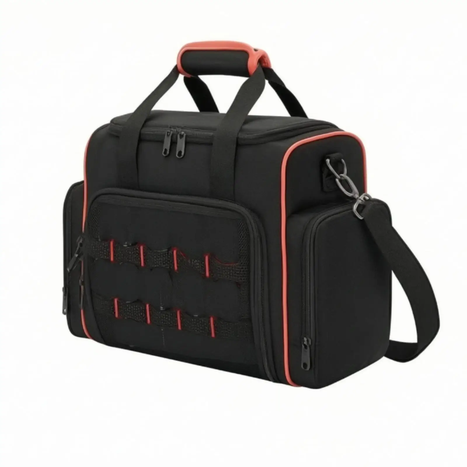 Multi-Compartment Tool Bag Zippered Oxford Material Tool Bag Reinforced Base Padded Handle for Construction Workers, Job Sites