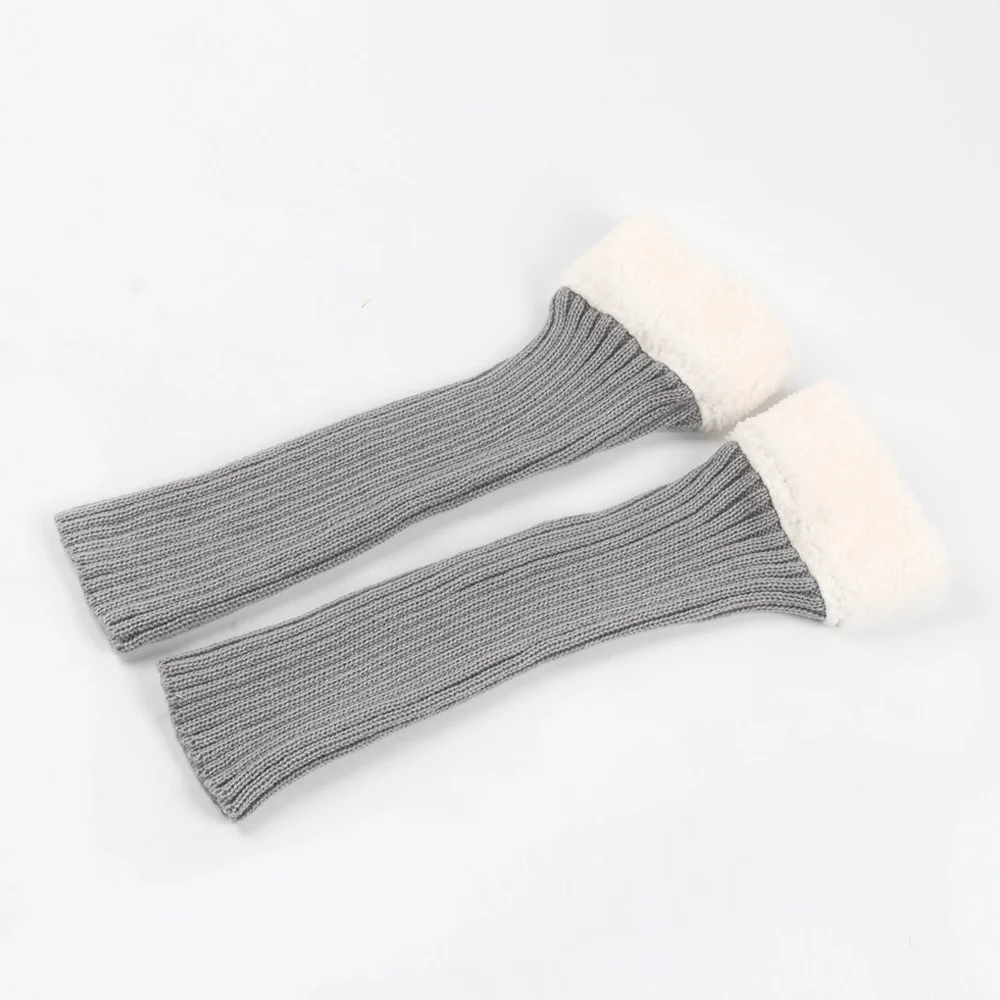 1 Pair Ladies Fake Fleece Knitted Legs Sleeve Women Winter Thick Solid Color Leg Warmers Soft Cold-proof Female Boots Cover