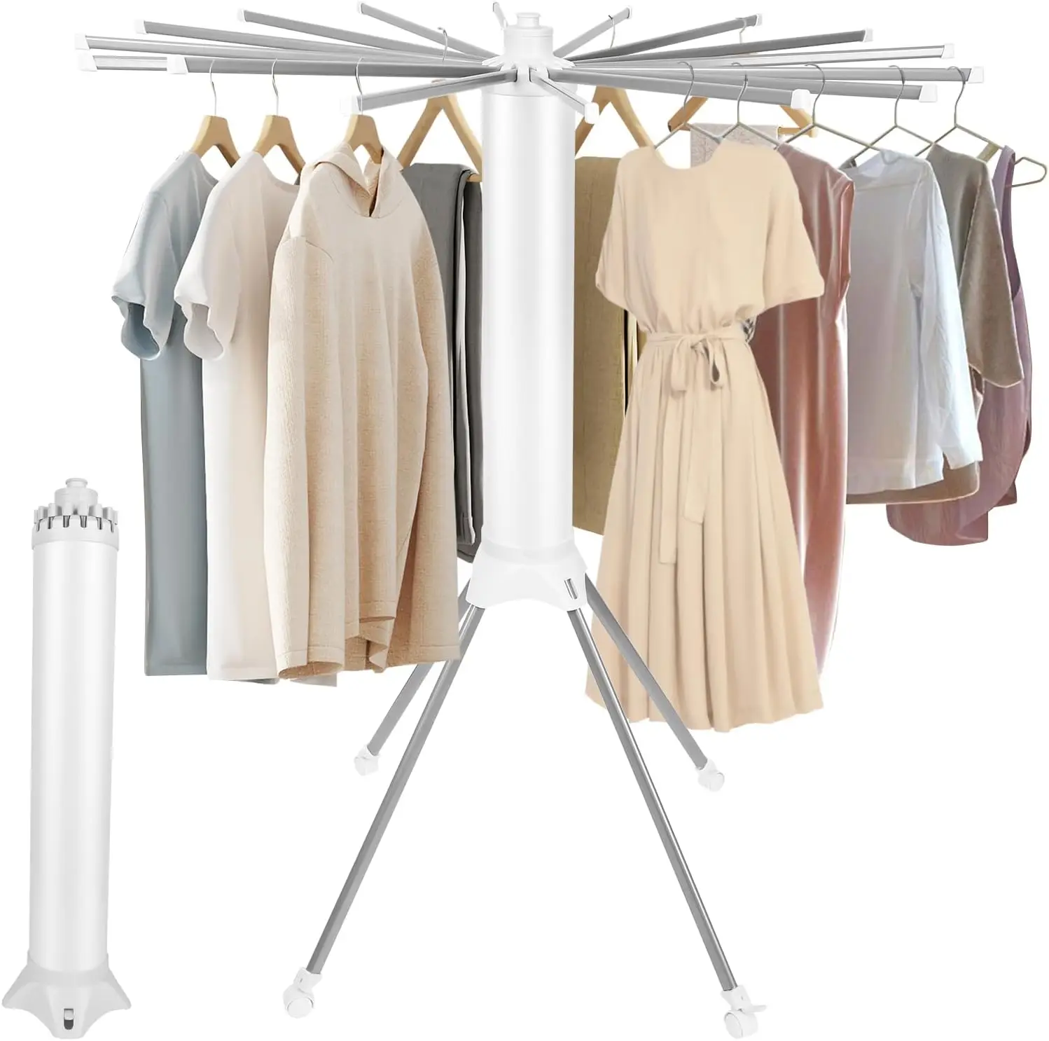 

4-Legged Clothes Drying Rack Foldable Drying Rack Clothing Portable Laundry Drying Racks with 4 Pulleys 16 Rack for Drying Cloth