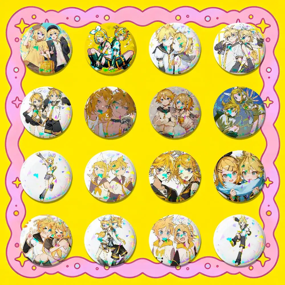 For Rin Len Kagamine Badge Cover Pin Custom Button 58mm Emblem Insignia Round Backpack Laser Film