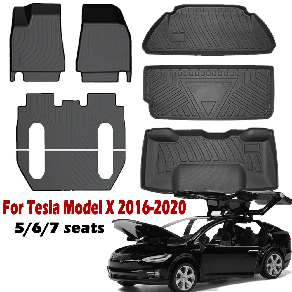 

For Tesla Model X 2016-2020 5/6/7 seats All Weather Floor Mats，Protection Floor Mats Accessories (Only Fit for Left Rudder)