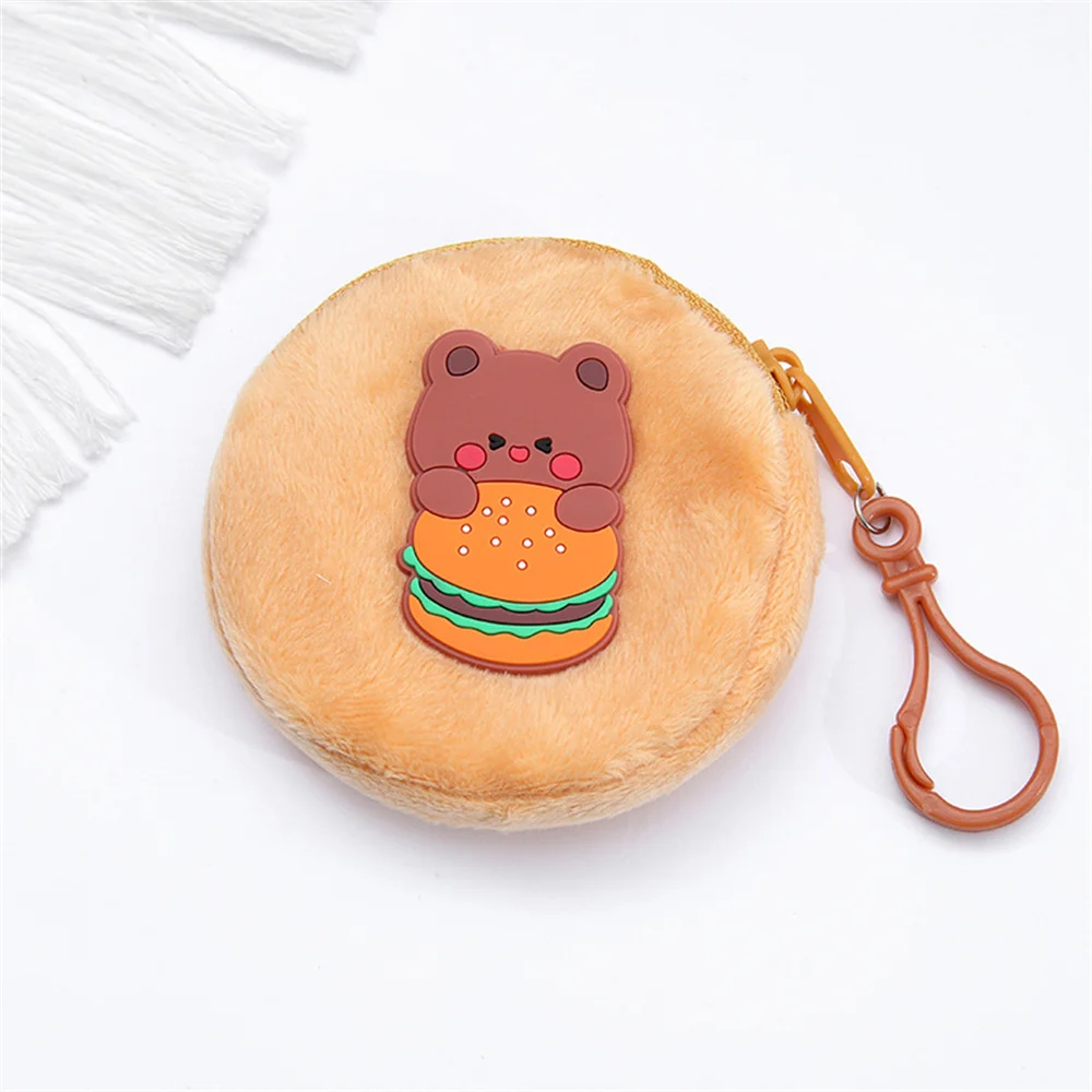 Cute Cartoon Plush Coin Purse for Girls Children Small Wallet Zipper Case Key Bag Portable Mini Headphone Bag Keychain Pouch