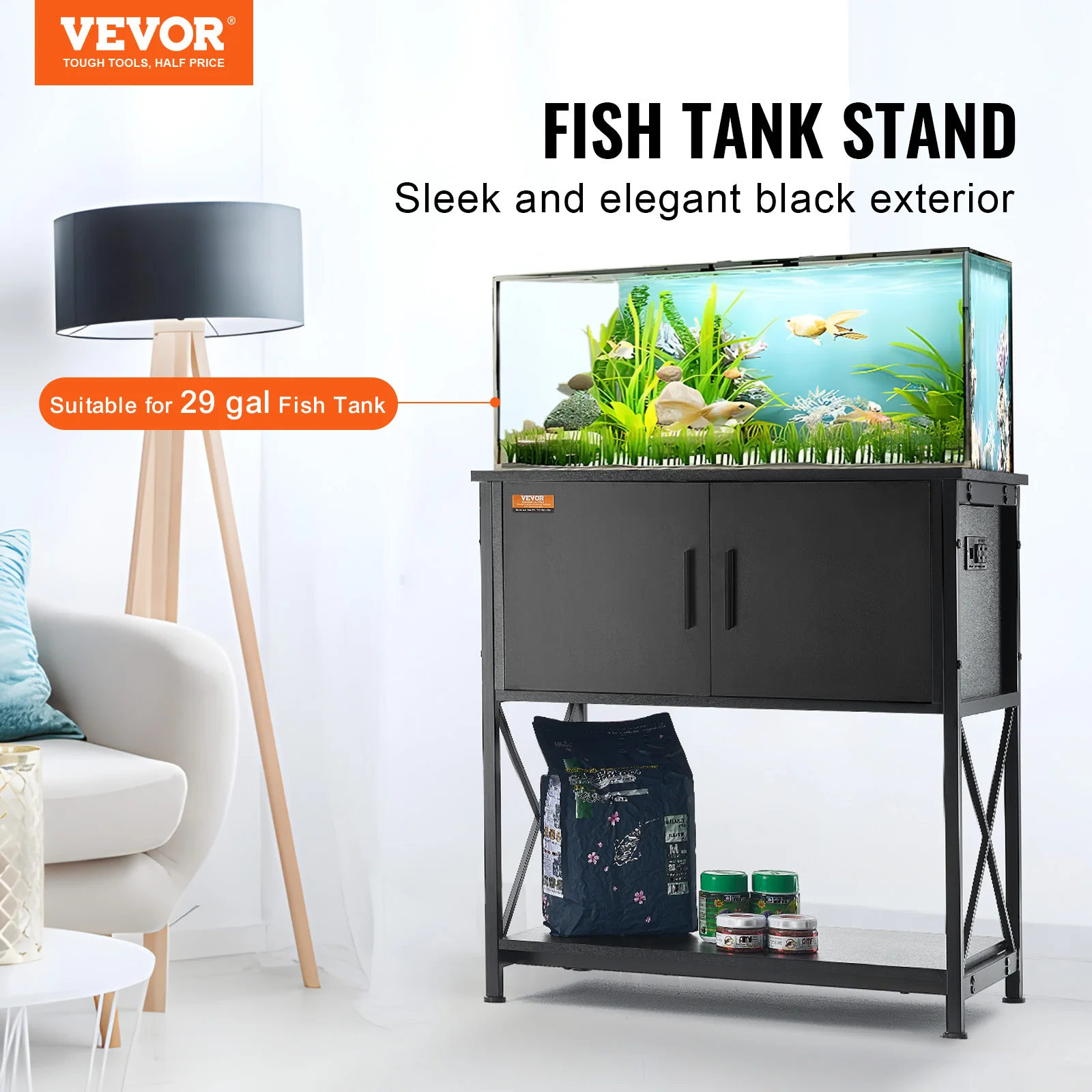 VEVOR Aquarium Stand 29 Gallon Fish Tank Stand 28.7 x 16.5 x 30 inch Steel and MDF Turtle Tank Stand 242.5 lbs Load Capacity