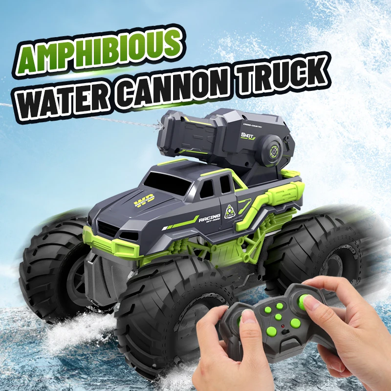 Rc Car with High-pressure Water Gun Large Amphibious Off-road Remote Control Cars for Children Summer Beach Swimming Pool Toys