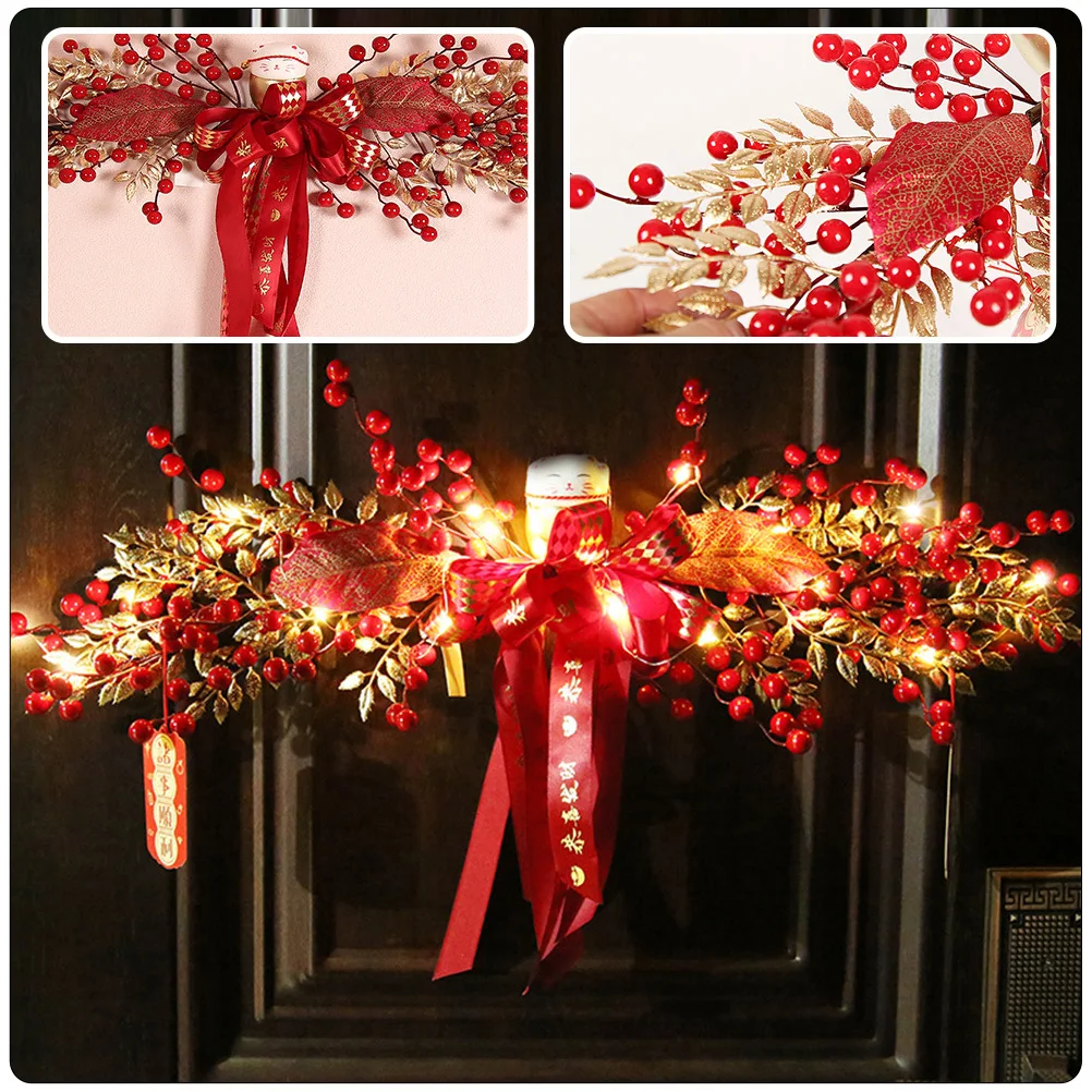 

Door Hanging Pendant Red Berries Cat Chinese Style New Year Spring Festival Home Wall Decoration New Year Hanging Decors