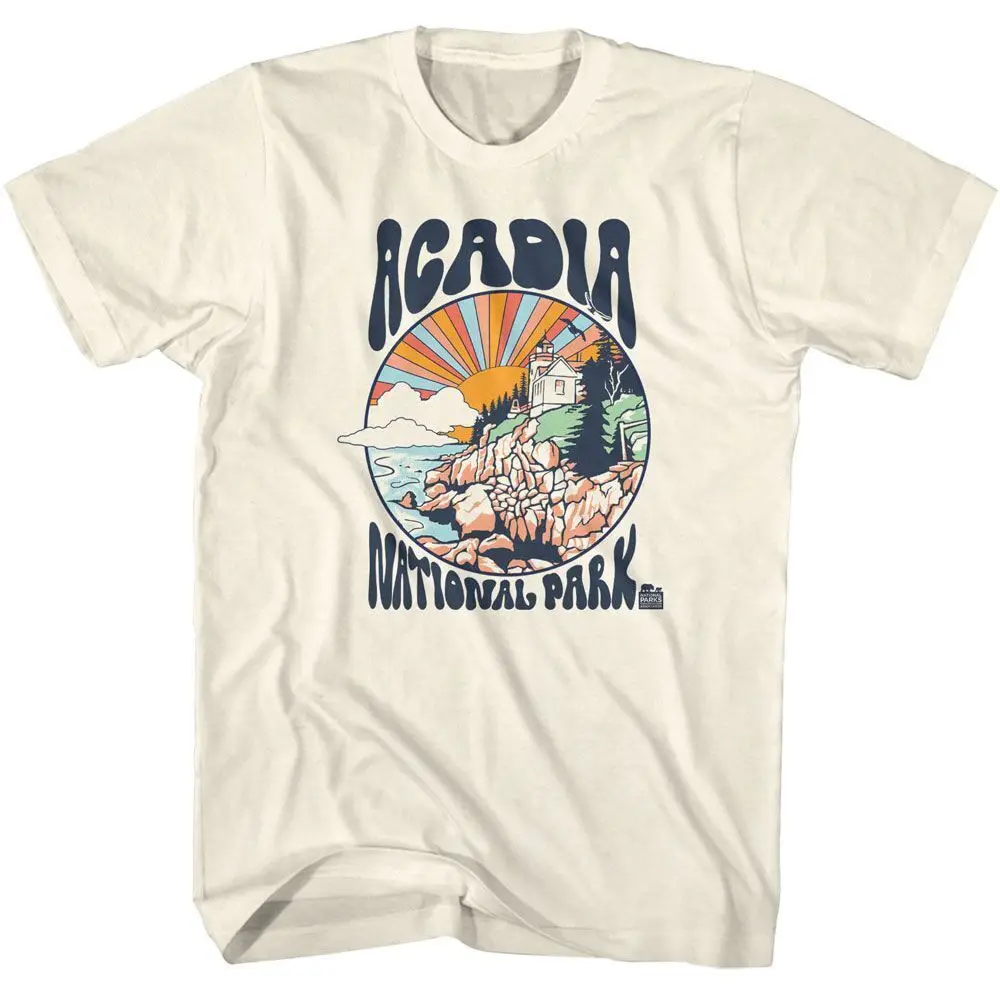 National Parks Acadia Colorful Sun Officially Licensed Adult T Shir T-Shirt