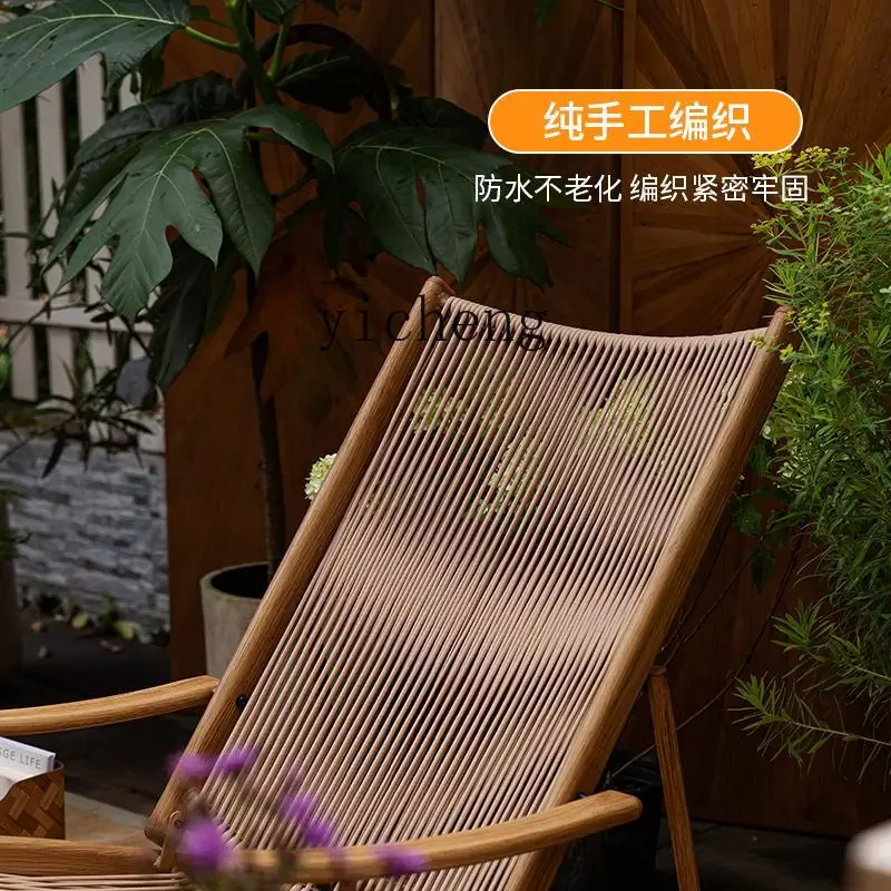 كرسي Zz خارجي قابل للطي وشرفة منزلية B & B كرسي أريكة فردي للترفيه من الخيزران #4