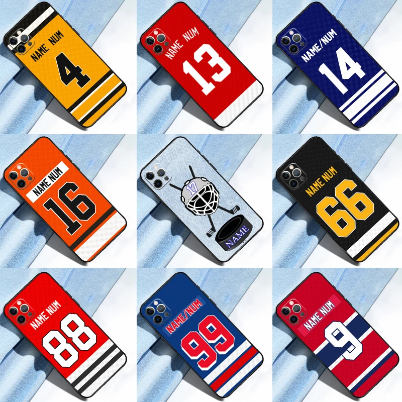 Ice Hockey Personalised Phone Case For iPhone 14 15 16 Pro Max XS X XR Cover For iPhone 13 12 Mini 11 Pro Max Plus