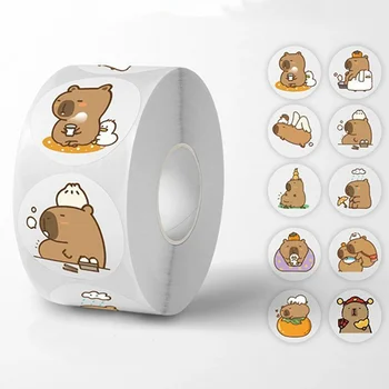 500 PCS/ม้วนน่ารัก Capybara สติกเกอร์กันน้ํา Graffiti ความงา...