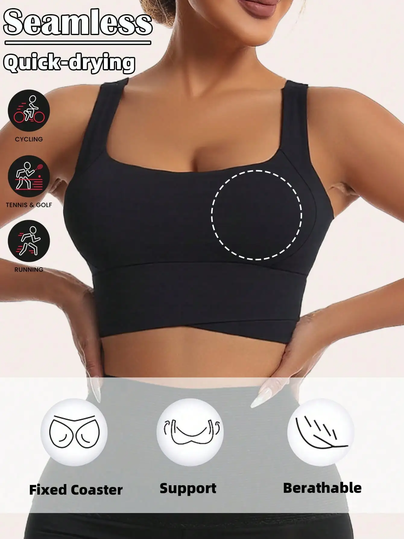 Yoga-Tanktops, atmungsaktiver Sport-BH mit stoßfestem und formgebendem Effekt für eine schöne Rückenform, Workout-Tanktop für das Fitnessstudio