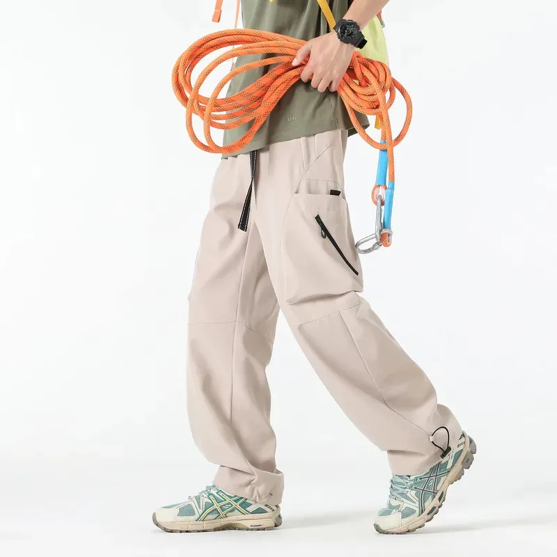 남성용 트렌디하고 다재다능한 루즈 캐주얼 바지 새로운 가을 스타일 아메리칸 하이 스트리트 패션 작업복 바지 단색