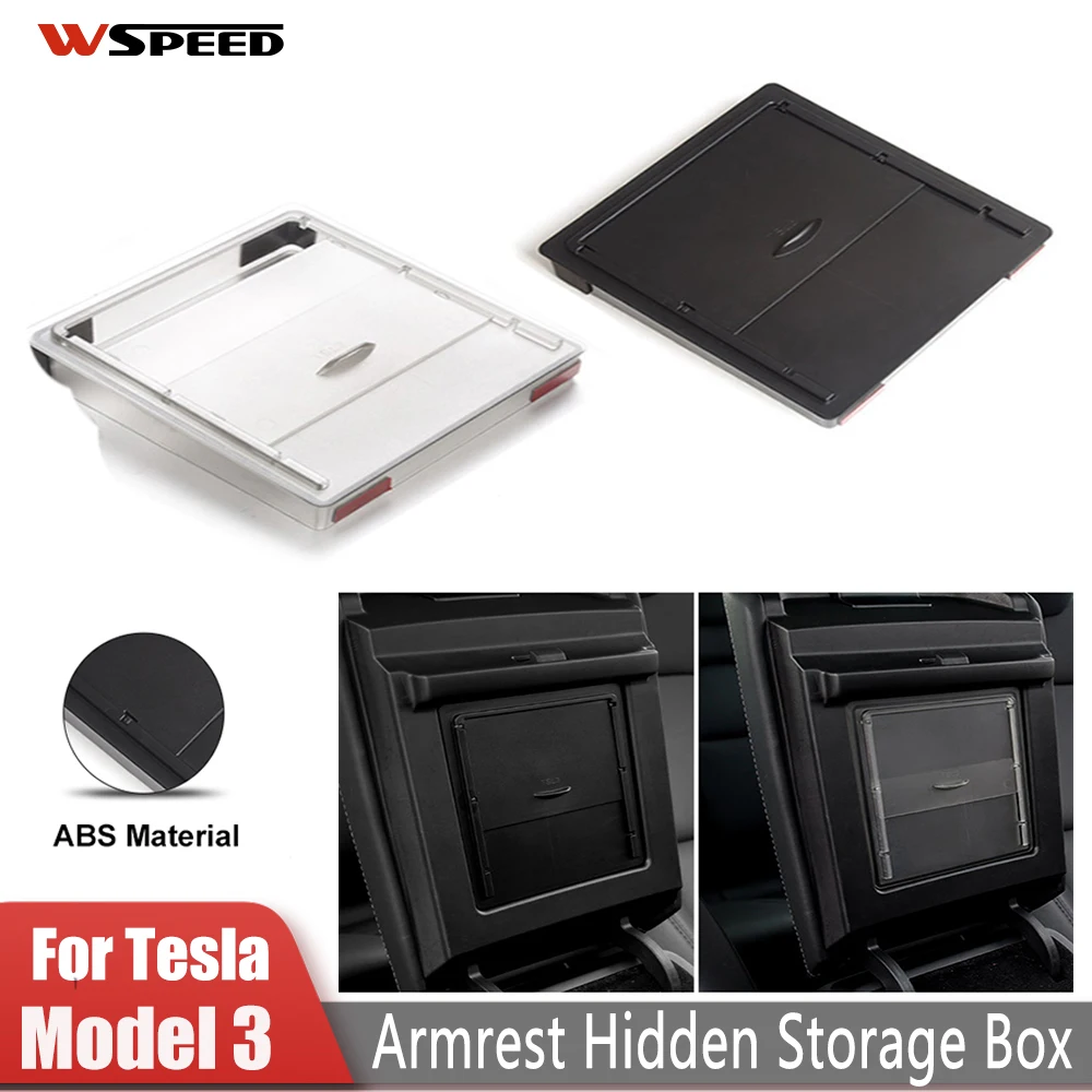 

Car Storage Box Center Armrest Hidden Box For Tesla Model 3/Y2021 2022 Flocking Center Console Car Interior Drawer Container