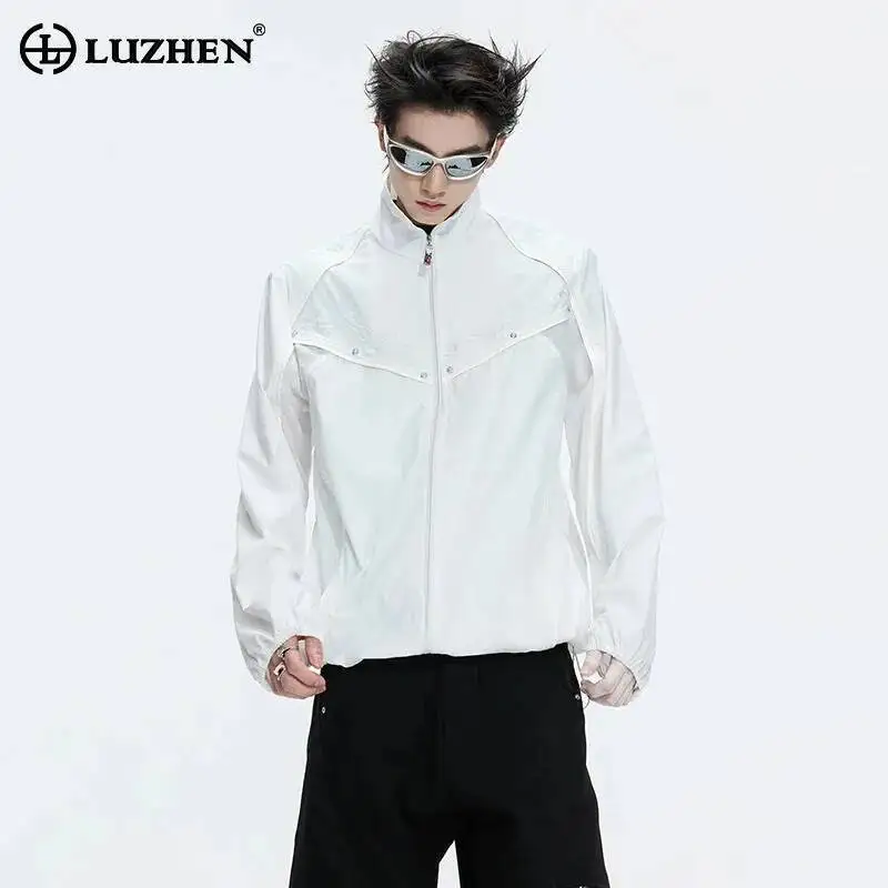 

LUZHEN 2026 New Bust Buttoned Decorate Patchwork Niche Design Shirts Coat Men's Fashion Zipper Stand Neck Sports Jacket JY6853