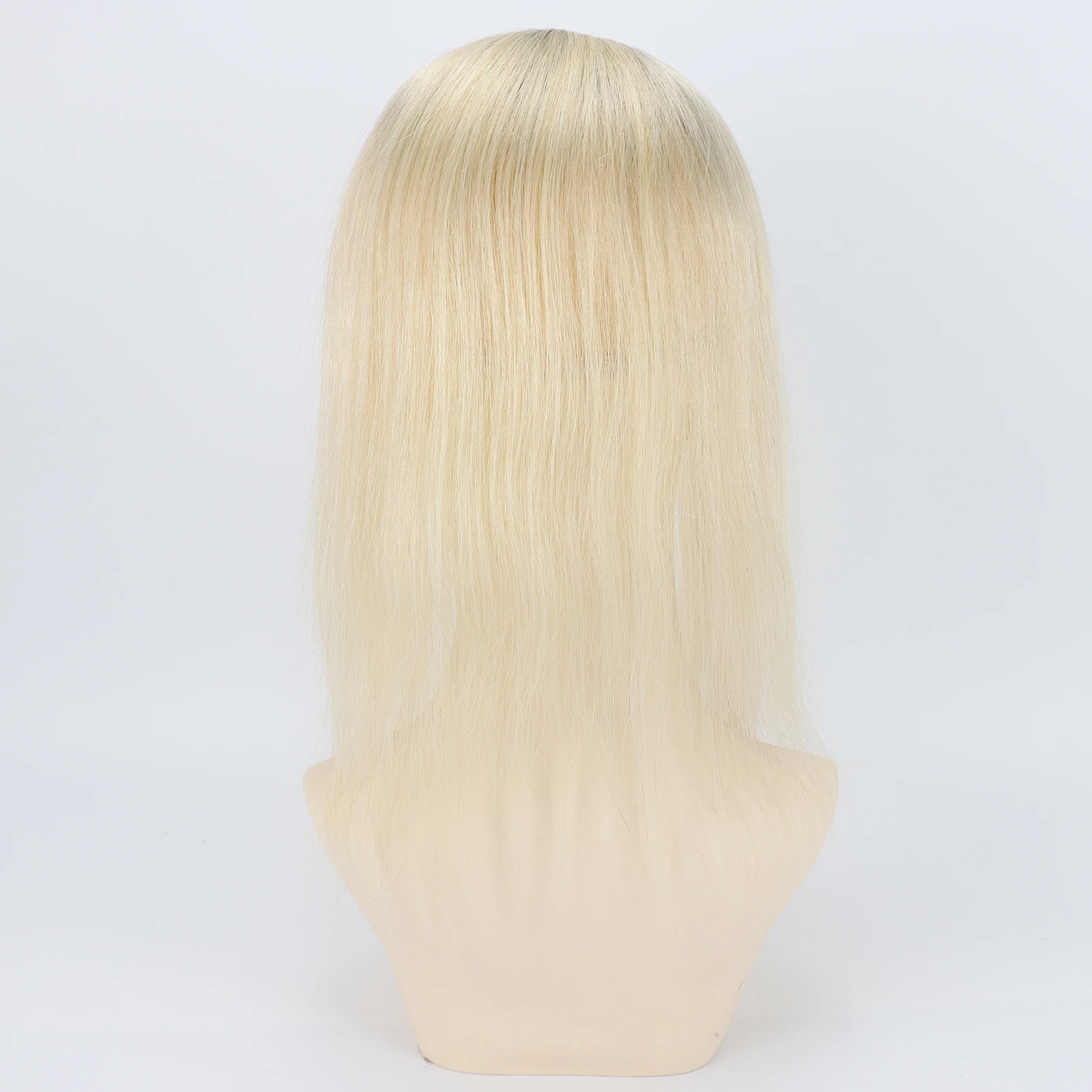 2/613 Ombre Light Blonde Topper with Lace Front Real Remy Human Hair Toupee 5x5inch Silk Base Hairpieces Natural Hairline