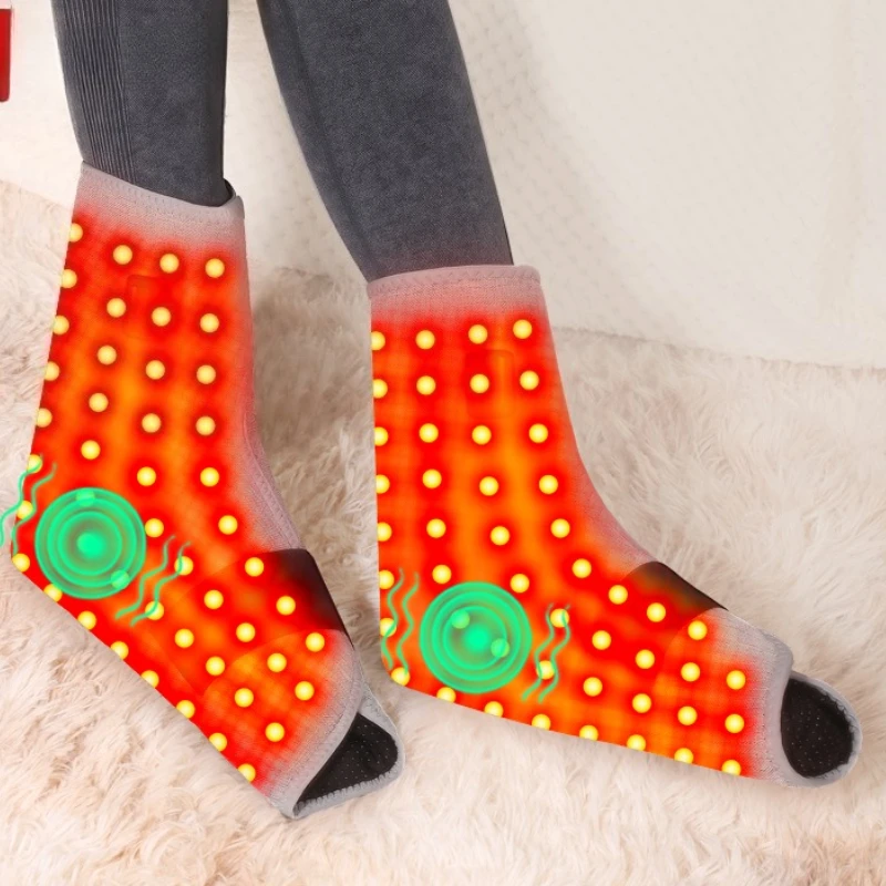 Full Wrap Red Light Bead Heated Foot Sleeve For Winter Cold Feet Stiff Toes Warmth Locking Heat Retention Foot Massage Support