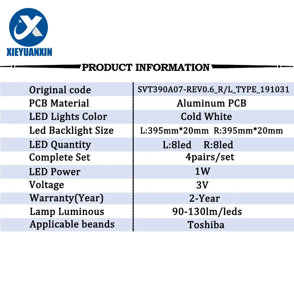 LED Backlight TV Strips 3V 1W SVT390A07-REV0.6_R_TYPE_191031 Toshiba 39 Inch 395mm Light Strip TV LED Bar Backlight