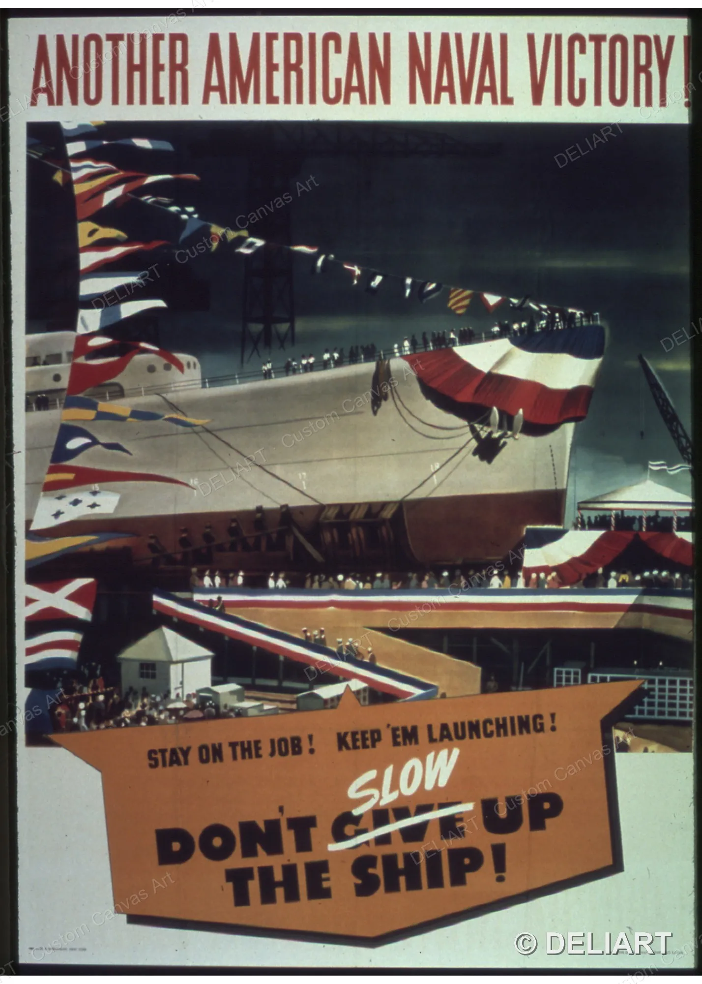 Another American Naval Victory Vintage WWII Propaganda Canvas Wall Art Poster Print Retro Home Decor Unframed