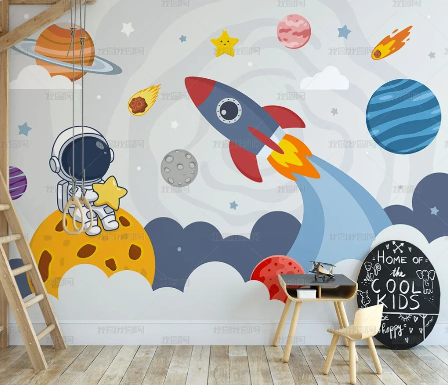 beibehang Customize the latest style of wallpaper for boys' bedrooms, living rooms, space, children's rooms, and backgrounds