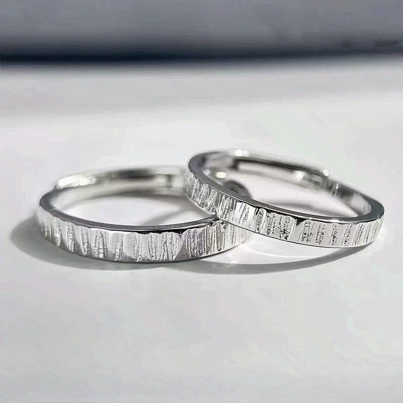 1 Pair Dead Wood Comes Alive Couple Rings Wood Grain Bands Minimalist Neutral Daily Wear Wedding Anniversary Gift for Him & Her