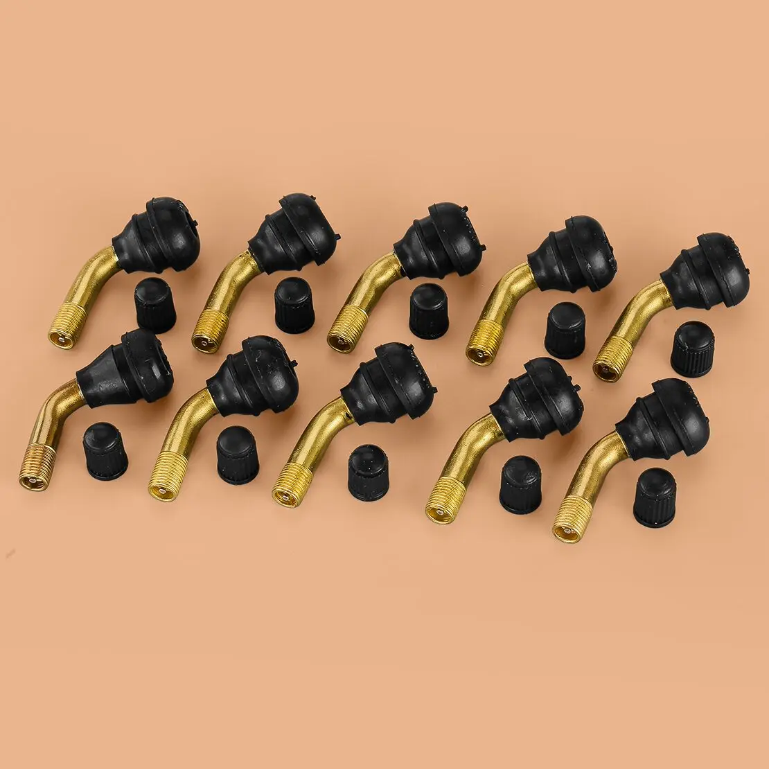 10Pcs Brass 90°Angle Bent Wheel Tyre Tire Valve Stems with Dust Caps 11.3mm Fit for Scooter Moped Quad Motorcycle Car