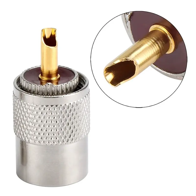 ABJF-20Pcs PL259 Soler Coaxial Coax Connectors, Male-Plug Crimp Coax Connector Adapter With Reducer For RG8X
