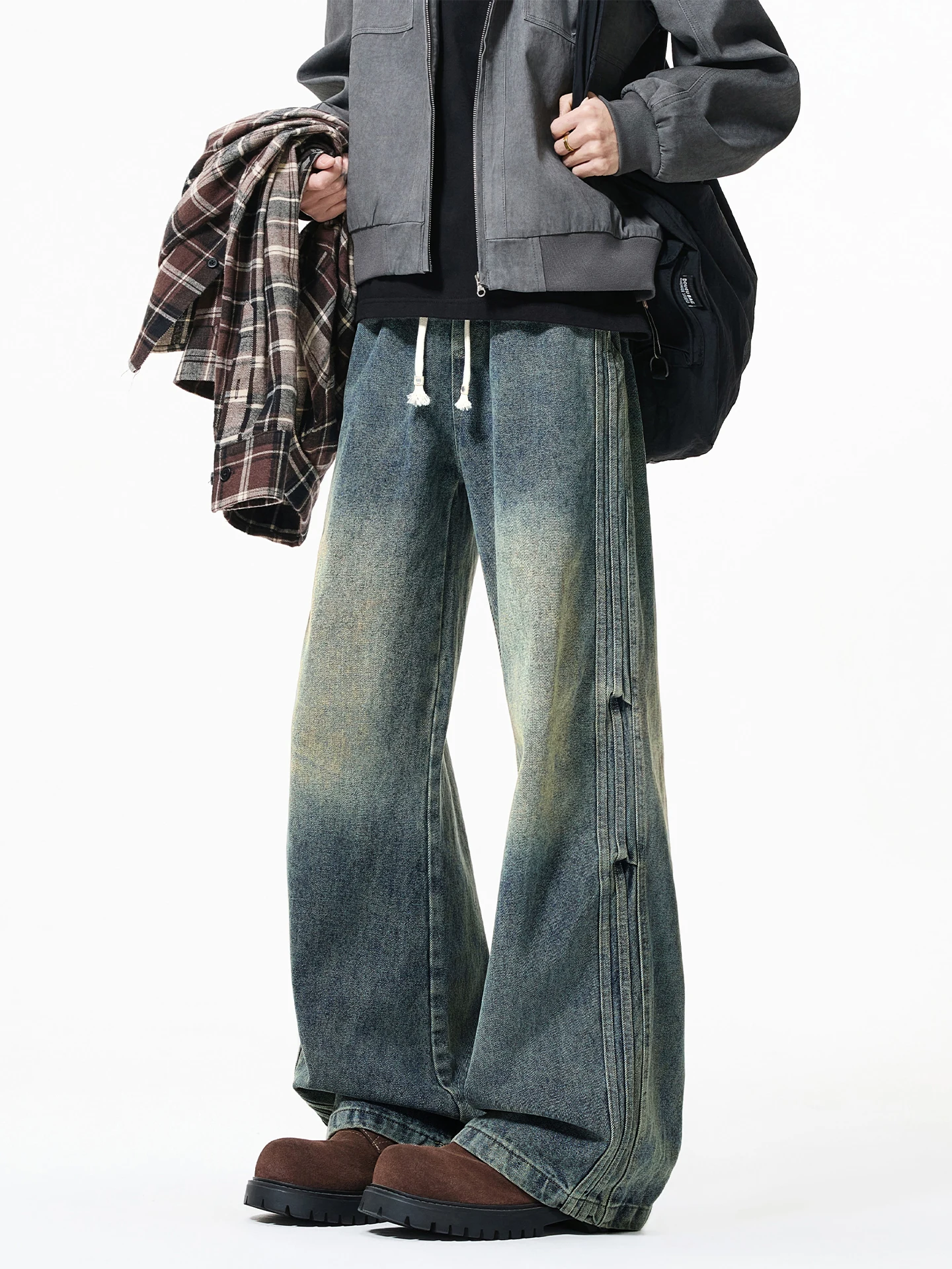 

Cleanfit American Retro Men's Jeans Spring Trendy High Street Loose Straight Leg Wide Leg Pants Casual Cotton Polyester Blend