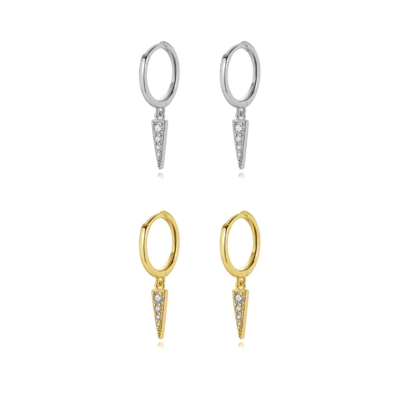 Wholesale Silver Gold Color Hanging Hoop Earrings for Women Minimalist Geometry Triangle Slice Charm Piercing  Jewelry