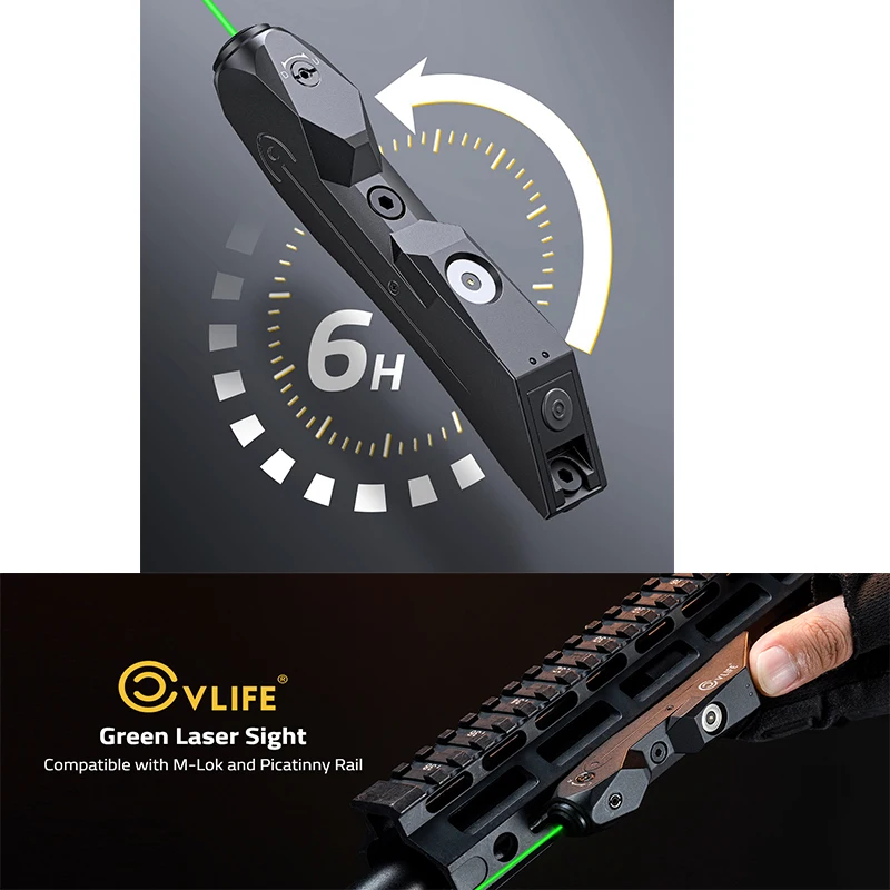 

CVLIFE Rifle Green Laser Sight Dot Sighting Magnetic Rechargeable Compatible with M-Lok and Picatinny Rail for Hunting Aluminum